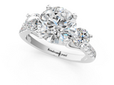White gold Three-Stone Round Cut Diamond Pavé Band with Four-Prong Setting_52