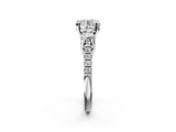 White gold Three-Stone Round Cut Diamond Pavé Band with Four-Prong Setting_53