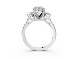 White gold Three-Stone Round Cut Diamond Pavé Band with Four-Prong Setting_54