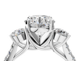 White gold Three-Stone Round Cut Diamond Pavé Band with Four-Prong Setting_55