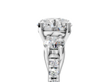 White gold Three-Stone Round Cut Diamond Pavé Band with Four-Prong Setting_56