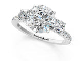 White gold Three-Stone Round Cut Diamond Pavé Band with Prong Setting_58