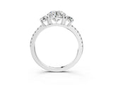White gold Three-Stone Round Cut Diamond Pavé Band with Prong Setting_60