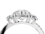 White gold Three-Stone Round Cut Diamond Pavé Band with Prong Setting_61