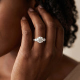 White gold Three-Stone Round Cut Diamond Pavé Band with Prong Setting_71