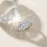 White gold Three-Stone Round Cut Diamond Pavé Band with Prong Setting_72