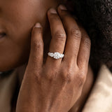White gold Three-Stone Round Cut Diamond Ring with Channel Band and Prong Setting_29