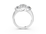 White gold Three-Stone Round Cut Diamond Ring with Channel-Set Band and Four-Prong Setting_112