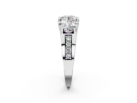 White gold Three-Stone Round Cut Diamond Ring with Channel-Set Band and Four-Prong Setting_67