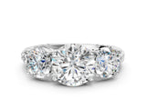 White gold Three-Stone Round Cut Diamond Ring with Channel-Set Band and Prong Setting_14