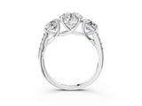 White gold Three-Stone Round Cut Diamond Ring with Pavé Band and Prong Setting_72