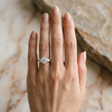 White gold Three-Stone Round Cut Diamond Ring with Pear Side Stones and Four-Prong Setting_17