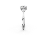 White gold Three-Stone Round Cut Diamond Ring with Pear Side Stones in Four-Prong Setting_165