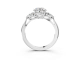 White gold Three-Stone Round Cut Diamond Ring with Pear  Side Stones in Four-Prong Setting_19