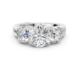 White gold Three-Stone Round Cut Diamond Ring with Prong Setting and Classic Band_3