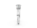 White gold Three-Stone Round Cut Diamond Ring with Prong Setting and Classic Band_5