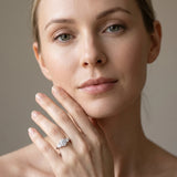 White gold Three-Stone Round Cut Diamond Ring with Round Accent Stones, Prong Setting, and Classic Band_4