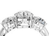 White gold Three-Stone Round Cut Diamond Ring with Round Side Stones, Classic Band, and Four-Prong Setting_11