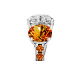 White gold Three-Stone Round Cut Diamond Ring with Round with Citrine side stone Pavé Band and Prong Setting_17