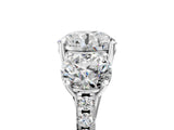 White gold Three-Stone Round Cut Diamond Ring with Round with Moissanite side stone Pavé Band and Prong Setting_17