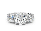 White gold Three-Stone Round Cut Diamond Ring with Round with Moissanite side stone Pavé Band and Prong Setting_18