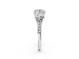 White gold Three-Stone Round Cut Diamond Ring with Round with Moissanite side stone Pavé Band and Prong Setting_20