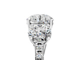 White gold Three-Stone Round Cut Diamond Ring with Round with Moissanite side stone Pavé Band and Prong Setting_23