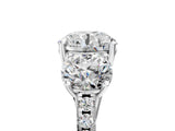 White gold Three-Stone Round Cut Diamond Ring with Round with Moissanite side stone Pavé Band and Prong Setting_5