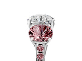 White gold Three-Stone Round Cut Diamond Ring with Round with Morganite side stone Pavé Band and Prong Setting_17