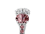 White gold Three-Stone Round Cut Diamond Ring with Round with Morganite side stone Pavé Band and Prong Setting_5
