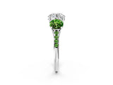 White gold Three-Stone Round Cut Diamond Ring with Round with Peridot side stone Pavé Band and Prong Setting_14