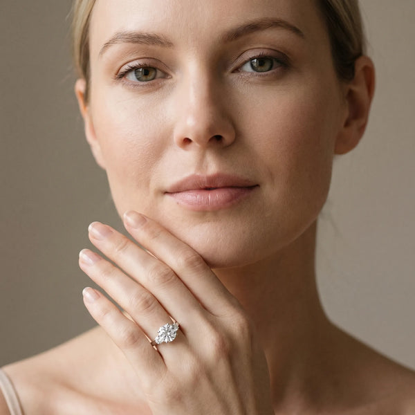 White gold Three-Stone Round Cut Diamond Solitaire with Prong Setting and Classic Band