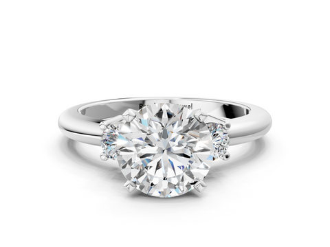 White gold Three-Stone Round Cut Diamond Solitaire with Prong Setting and Classic Band_52