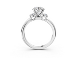 White gold Three-Stone Round Cut Diamond Solitaire with Prong Setting and Classic Band_55