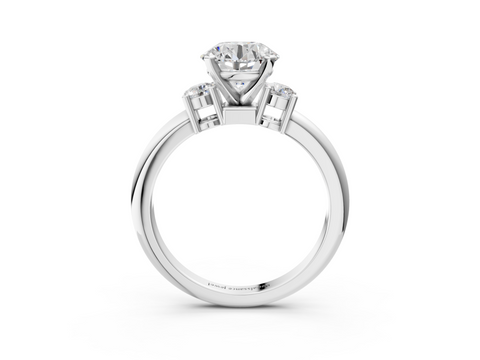 White gold Three-Stone Round Cut Diamond Solitaire with Prong Setting and Classic Band_55