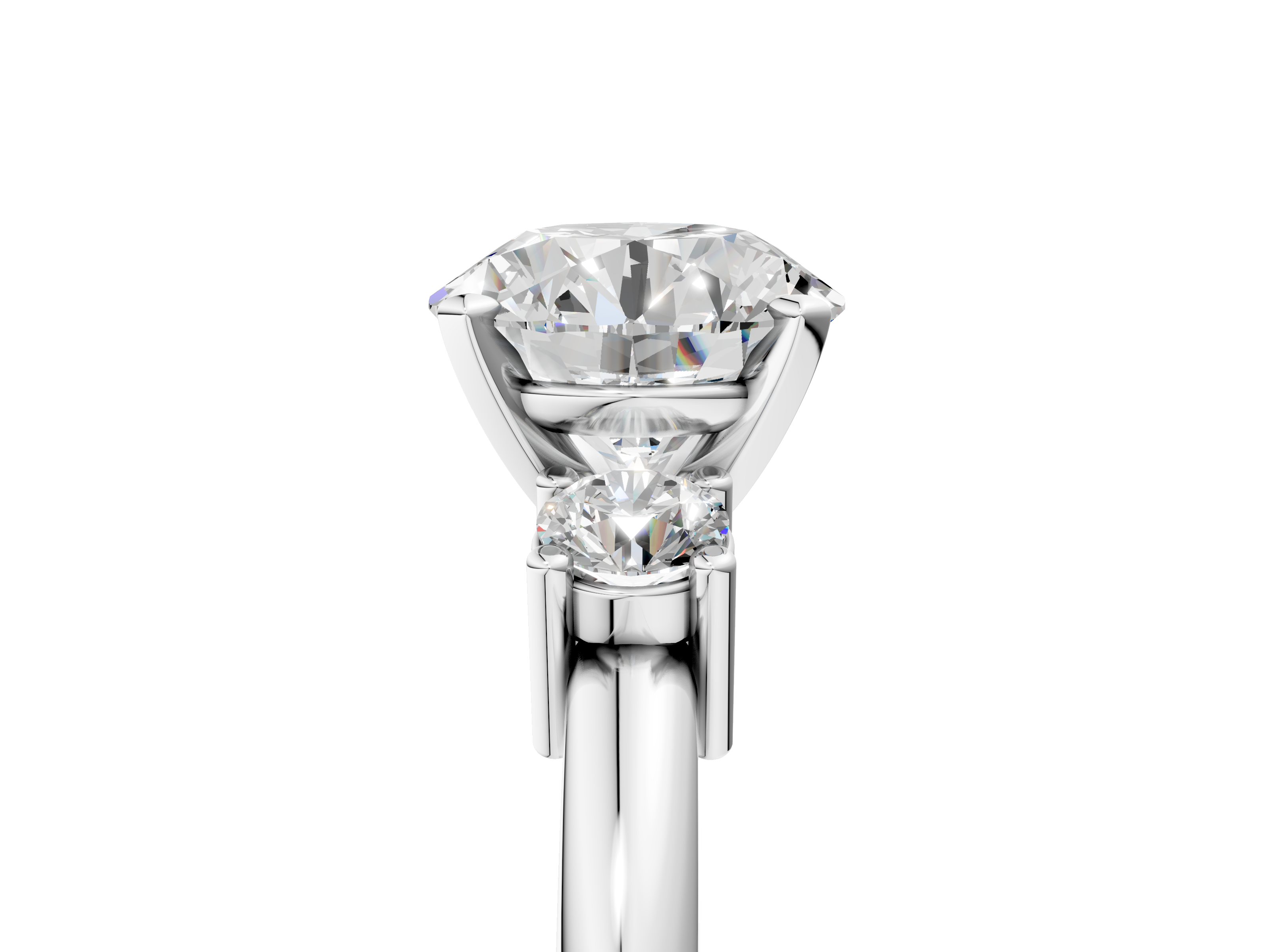 White gold Three-Stone Round Cut Diamond Solitaire with Prong Setting and Classic Band_57