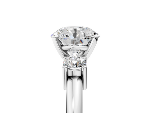 White gold Three-Stone Round Cut Diamond Solitaire with Prong Setting and Classic Band_57
