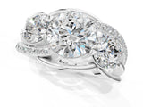 10K White Gold Three-Stone 0.75 Carat F VS1 Round Cut Diamond Split Shank Prong Set Ring