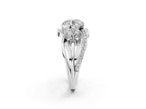 10K White Gold Three-Stone 0.75 Carat F VS1 Round Cut Diamond Split Shank Prong Set Ring