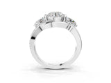 10K White Gold Three-Stone 0.75 Carat F VS1 Round Cut Diamond Split Shank Prong Set Ring