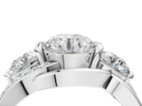 10K White Gold Three-Stone 0.75 Carat F VS1 Round Cut Diamond Split Shank Prong Set Ring
