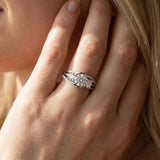 10K White Gold Three-Stone 0.75 Carat F VS1 Round Cut Diamond Split Shank Prong Set Ring