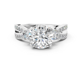 White gold Three-Stone Round Cut Diamond Twist Band with Prong Setting_70