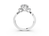White gold Three-Stone Round Cut Diamond Twist Band with Prong Setting_73