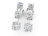 White gold Three-Stone Round Cut Drop Earrings with Prong Setting_11