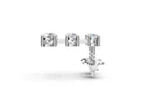 White gold Three-Stone Round Cut Drop Earrings with Prong Setting_12