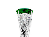 White gold Three-Stone Round Cut Emerald Braided Band Ring with Four-Prong Setting_17
