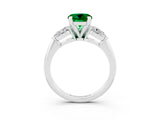 White gold Three-Stone Round Cut Emerald Ring with Pear Side Stones and Four-Prong Setting_3