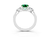 White gold Three-Stone Round Cut Emerald Ring with Pear  Side Stones in Four-Prong Setting_15