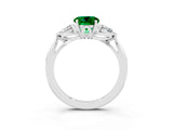 White gold Three-Stone Round Cut Emerald Ring with Pear  Side Stones in Four-Prong Setting_51